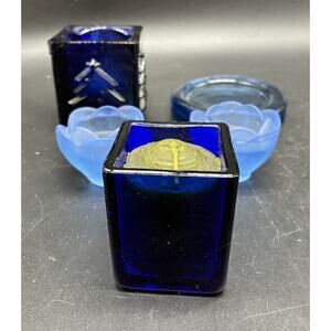 Cobalt / Blue Candle Holder Lot of 5 - Vintage - Votive Holiday Candle Holders